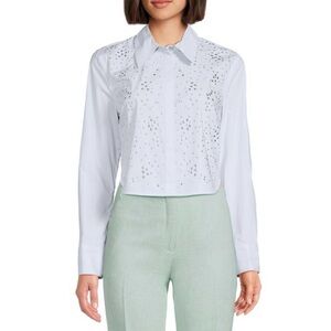 New DKNY powder blue Button Down Shirt with Embellishments with tags